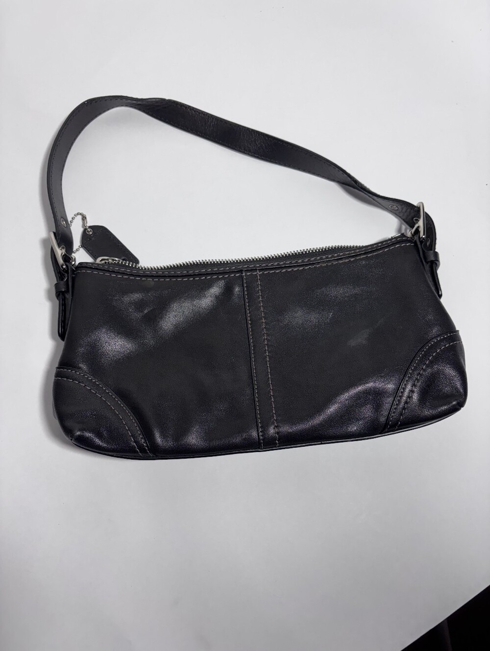 Coach Hamptons Leather Demi Baguette Shoulder Bag F11195 Y2K - Picture 4 of 10